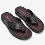 Chinelo Democrata Lazy Couro Masculino Preto