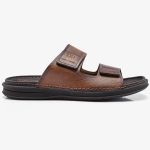 Chinelo Democrata Lazy Couro Masculino Conhaque