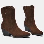 Bota Via Marte Western Cano Baixo 352-003 Feminina Dark Camel