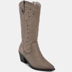 Bota Via Marte Western Camurça Cano Alto 257-010 Feminina Noz Moscada
