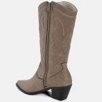 Bota Via Marte Western Camurça Cano Alto 257-010 Feminina Noz Moscada