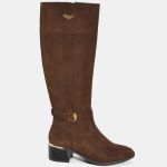 Bota Via Marte Montaria Camurça Cano longo 098-025 Feminina Marrom