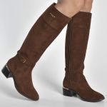 Bota Via Marte Montaria Camurça Cano longo 098-025 Feminina Marrom
