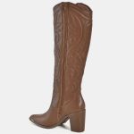 Bota Via Marte Western Cano Alto Couro 079-012 Feminino Marrom