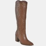 Bota Via Marte Western Cano Alto Couro 079-012 Feminino Marrom