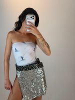 Saia Paetê Silver Cut