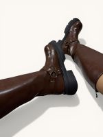 Bota Cano Alto Biker Marrom