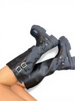 Bota Cano Alto Biker Preta