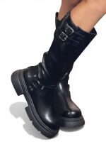 Bota Cano Alto Biker Preta