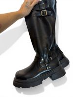 Bota Cano Alto Biker Preta