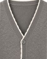 Cardigan Vintage Bow Print Cinza — Tricot Soft
