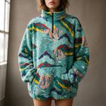Fleece Vintage Abstract Mountain Print