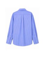 Camisa Vintage Listrada Azul Lavanda