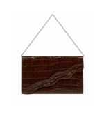 Bolsa Clutch Croco Marrom Vintage