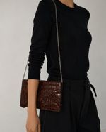 Bolsa Clutch Croco Marrom Vintage