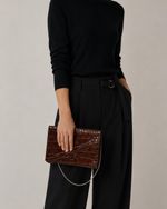 Bolsa Clutch Croco Marrom Vintage