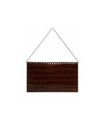 Bolsa Clutch Croco Marrom Vintage