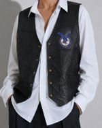 Colete Vintage Genuine Leather Biker