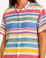 Camisa Tommy Hilfiger Cotton Linen Listrada
