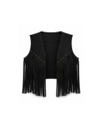 Colete Western Preto com Franjas