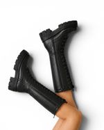 Bota Stacy Tratorada Cano Alto Preta