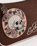 Bolsa Ed Hardy Brown Rose Skull Y2K