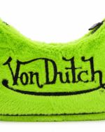 Bolsa Baguete Von Dutch Faux Fur Verde Neon Y2K