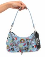 Bolsa Baguete Von Dutch Sky Blue Tattoo Y2K