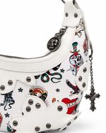 Bolsa Ed Hardy Tattoo Studded Hobo Branca