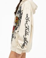Moletom Ed Hardy Tiger Tattoo Off White com Capuz