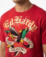 Camiseta Oversized Ed Hardy True Til Death Red