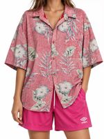 Camisa Hawaii Blues Tropical Rosa