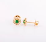 Brinco Esmeralda Brilhantes Ouro 181k