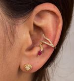Brinco Piercing Ouro 18k Rubi