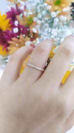 Meia Aliança Flores Ouro 18k