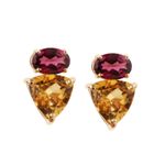 Brinco Rodalita e Citrino Ouro 18k