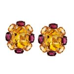 Brinco Citrino e Rodolita Ouro 18k