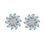 Brinco Girassol Topázio Swiss com Diamante Ouro 18k