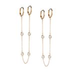 Brinco Correntes Topázio Branco Ouro 18k