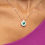 Colar Florescer Gota Ouro 18k com Esmeralda e Diamantes