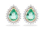 Brinco Florescer Esmeralda Ouro 18k