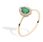 Anel Luz Esmeralda Ouro 18k-Diamantes