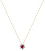 Colar Rubi Coração Ouro 18k com Diamantes Cravejados