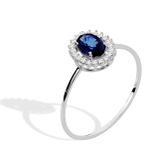 Anel Safira Ouro 18k com Diamantes Lapidação Oval | Joia Clássica