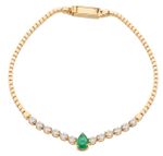Pulseira Riviera Esmeralda Ouro 18k