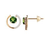 Brinco Esmeralda e Diamante Ouro 18k