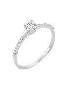 Anel Solitário Ouro Branco 18k