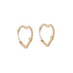 Brinco Argolinha Coração de Bolinha Ouro 18k