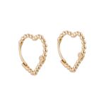 Brinco Argola Coração de Bolinha Ouro 18k