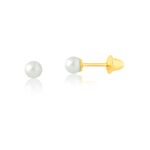 Brinco Pérola Infantil 4mm Ouro 18k